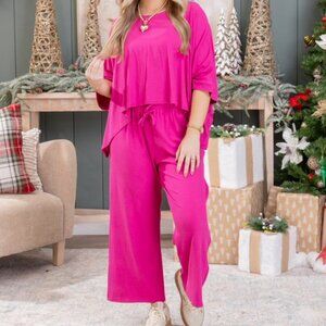 Discount Diva Dreamy Rib Casual Set by DD Design- RED